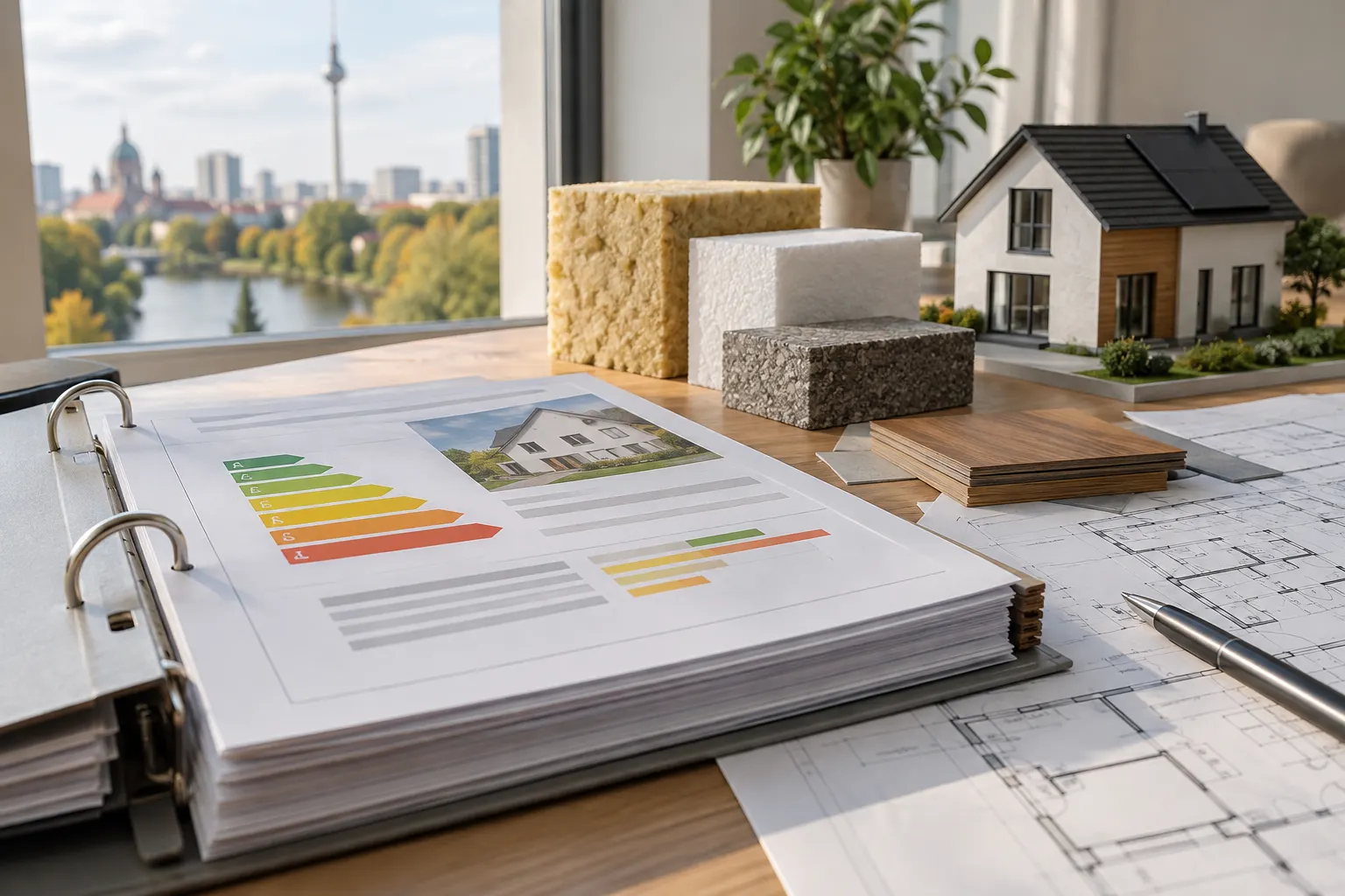 Energetische Sanierungsnachweise mit Energieausweis und modernisiertem Hausmodell
