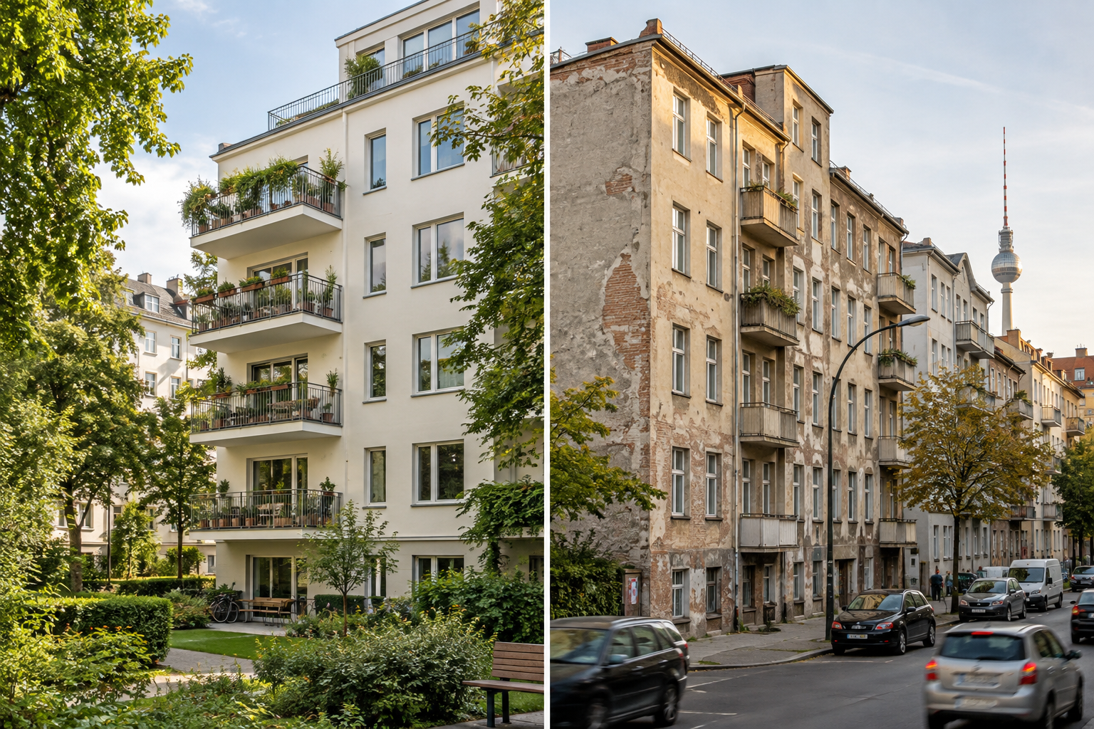 Vergleich zweier Berliner Wohnimmobilien mit unterschiedlichen wertrelevanten Merkmalen