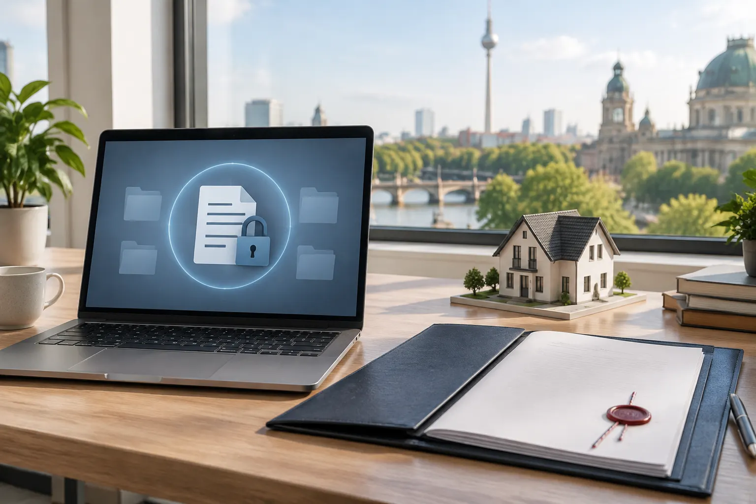 Digitale Dokumentenkopie einer Vorsorgevollmacht neben dem sicher verwahrten Original