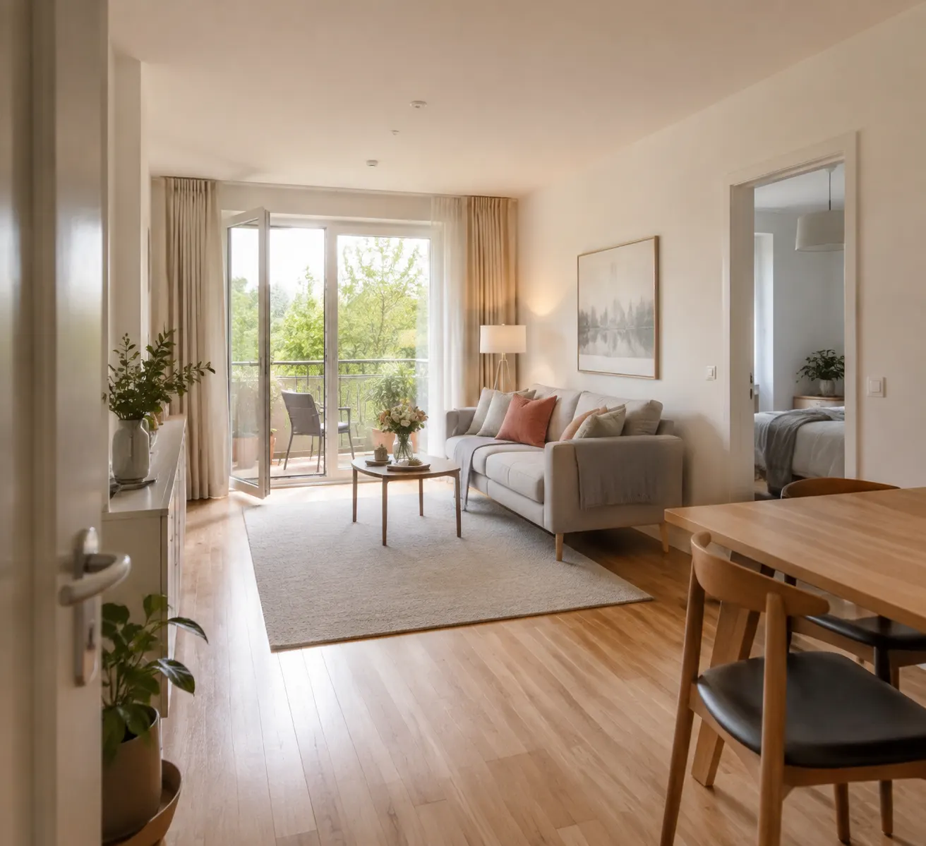 Helle kleinere Wohnung mit schwellenarmem Zugang zum Wohnbereich
